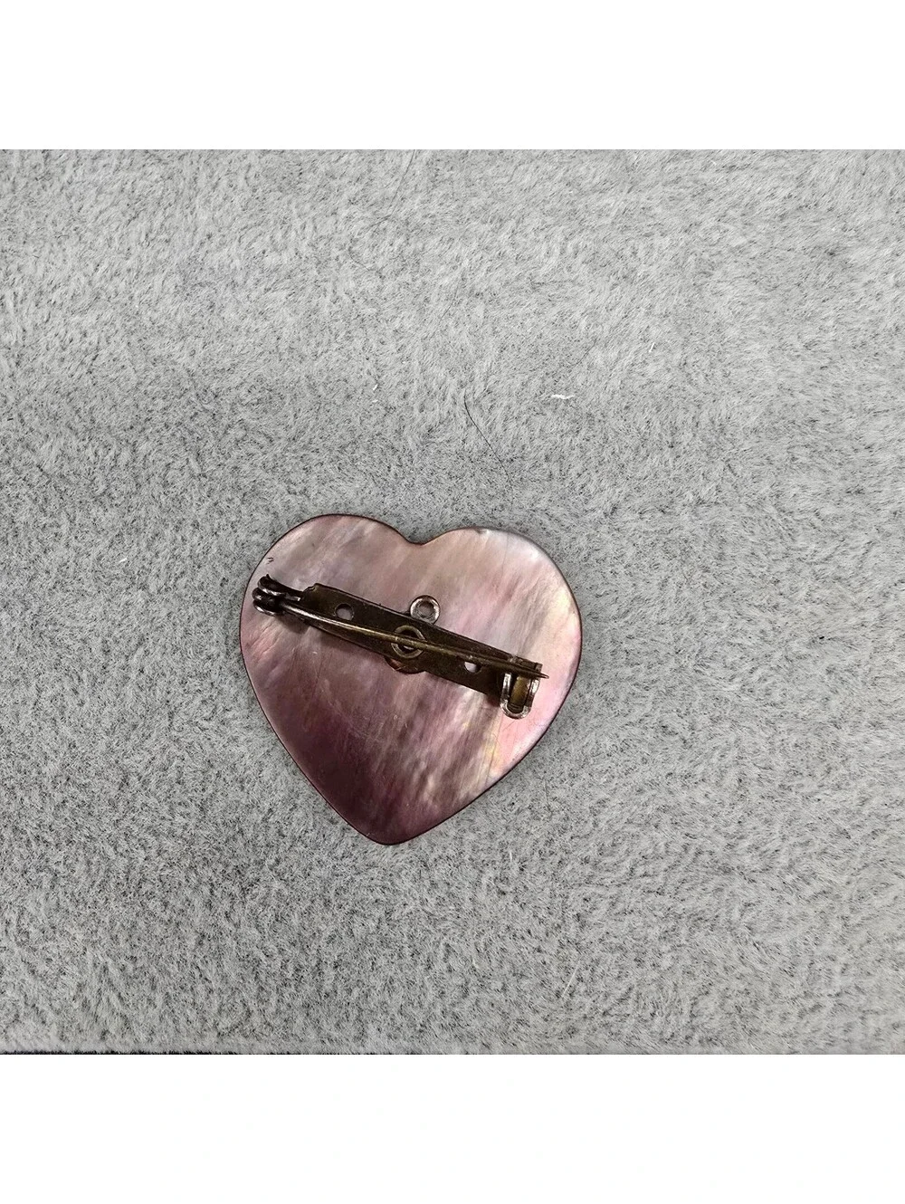 Vintage Mother of Pearl Heart Brooch Pin Natural Shell Iridescent Pink MOP 1970s